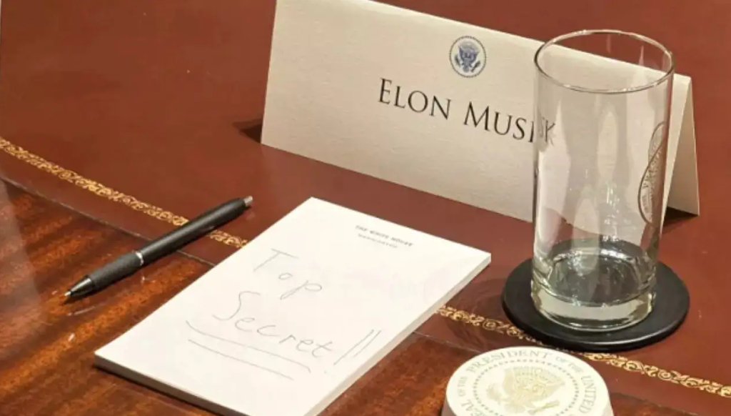 Elon Musk mocked after people spot ‘top secret’ message written on his ...
