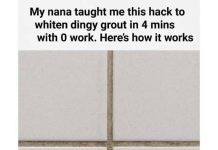 My nana taught me this hack to whiten dingy grout in 4 mins with 0 work. Here’s how it works