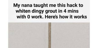 My nana taught me this hack to whiten dingy grout in 4 mins with 0 work. Here’s how it works