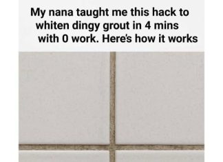 My nana taught me this hack to whiten dingy grout in 4 mins with 0 work. Here’s how it works