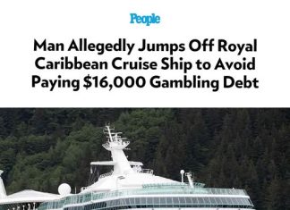 Man Allegedly Jumps Off Royal Caribbean Cruise Ship to Avoid Paying $16,000 Gambling Debt
