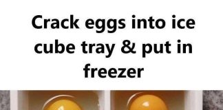 Crack eggs into ice cube tray & put in freezer. Here’s why