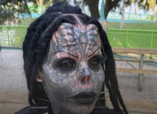 A woman who has most of her body covered in tattoos and keeps her nose in a jar has shared some incredible transformation pictures.