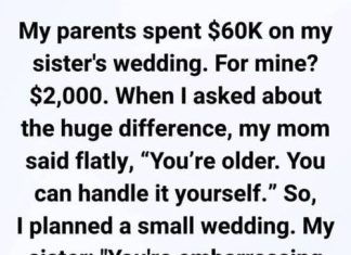 THE ULTIMATE DISPARITY: MY PARENTS GAVE HER $60K AND ME $2K—THE TWIST ON MY WEDDING DAY LEFT EVERYONE SPEECHLESS
