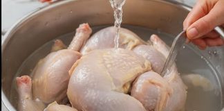 How to “remove” all the chemicals out of store-bought chicken: a tip a meatpacking worker gave me.