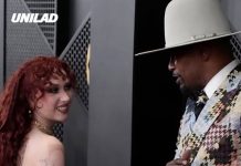 Fans notice Jamie Foxx’s comment to Chappell Roan as she shows up ‘topless’ to Grammys red carpet