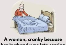 A WOMAN SNEAKS UNDERNEATH THE BED TO SPY ON HER HUSBAND.