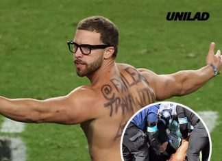 What was written on Super Bowl streaker’s body revealed before player tackled him on the field