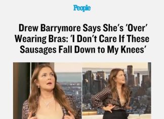 Drew Barrymore Says She’s ‘Over’ Wearing Bras: ‘I Don’t Care If These Sausages Fall Down to My Knees’