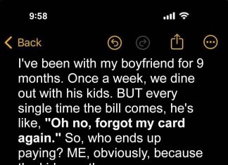 THE CLASSIC ‘FORGET’: MY BOYFRIEND ALWAYS ‘FORGETS’ HIS CREDIT CARD WHEN WE EAT OUT, AND I’M ALWAYS FOOTING THE BILL