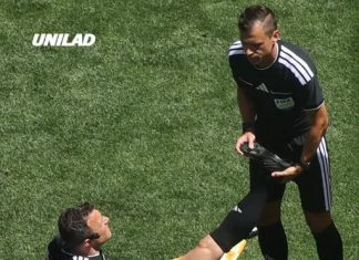 Chaos at the World Cup as referee suffers severe leg cramp during USA v Australia match