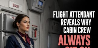 WHY FLIGHT ATTENDANTS SIT ON THEIR HANDS DURING TAKE OFF AND LANDING — THE SURPRISING REASON REVEALED