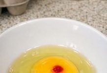 I just cracked an egg to make breakfast and saw this red spot in the yolk. It really grossed me out and now I’m wondering if I should toss the whole carton or just scoop it out and cook it anyway.