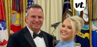 Karoline Leavitt, 28, trolled over huge age gap with husband as she poses for photo – she was forced to address it