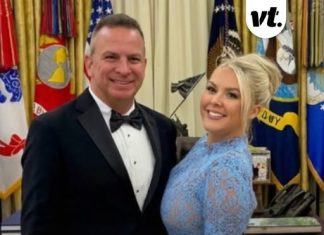 Karoline Leavitt, 28, trolled over huge age gap with husband as she poses for photo – she was forced to address it